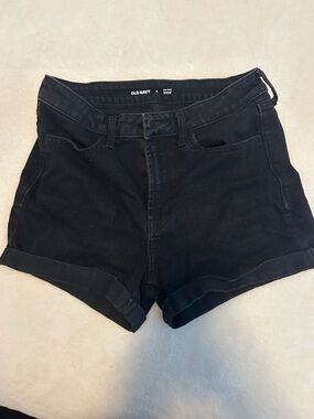 Old Navy Black Rolled-Hem High-Rise Jean Shorts